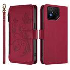 For ASUS ROG Phone 9 / 9 Pro Butterfly Love Flower Multi-card Zipper Wallet Leather Phone Case(Wine Red) - 2