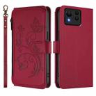 For ASUS Zenfone 11 Ultra Butterfly Love Flower Multi-card Zipper Wallet Leather Phone Case(Wine Red) - 2