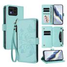 For ASUS Zenfone 11 Ultra Butterfly Love Flower Multi-card Zipper Wallet Leather Phone Case(Mint Green) - 1