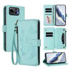 For ASUS Zenfone 12 Ultra Butterfly Love Flower Multi-card Zipper Wallet Leather Phone Case(Mint Green) - 1