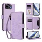 For ASUS Zenfone 12 Ultra Butterfly Love Flower Multi-card Zipper Wallet Leather Phone Case(Light Purple) - 1