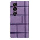 For Sony Xperia 1 VII Embossed Checkered Leather Phone Case(Purple) - 3