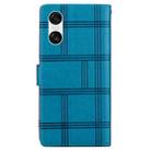 For Sony Xperia 10 VI Embossed Checkered Leather Phone Case(Blue) - 3