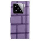 For Xiaomi 15 Embossed Checkered Leather Phone Case(Purple) - 3