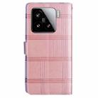 For Xiaomi 15 Embossed Checkered Leather Phone Case(Pink) - 3