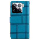 For Xiaomi 15 Pro Embossed Checkered Leather Phone Case(Blue) - 3
