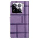 For Xiaomi 15 Pro Embossed Checkered Leather Phone Case(Purple) - 3