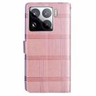 For Xiaomi 15 Pro Embossed Checkered Leather Phone Case(Pink) - 3