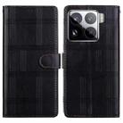 For Xiaomi 15 Pro Embossed Checkered Leather Phone Case(Black) - 1