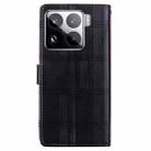 For Xiaomi 15 Pro Embossed Checkered Leather Phone Case(Black) - 3