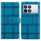 For Redmi K70E / Poco X6 Pro Embossed Checkered Leather Phone Case(Blue) - 1