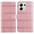 For Redmi Note 13 4G Embossed Checkered Leather Phone Case(Pink) - 1