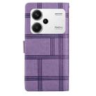 For Redmi Note 13 Pro+ Embossed Checkered Leather Phone Case(Purple) - 3