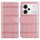 For Redmi Note 13 Pro+ Embossed Checkered Leather Phone Case(Pink) - 1