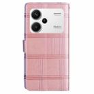 For Redmi Note 13 Pro+ Embossed Checkered Leather Phone Case(Pink) - 3