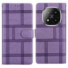For Redmi Note 14 Pro+ 5G / Poco X7 5G Embossed Checkered Leather Phone Case(Purple) - 1