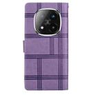 For Redmi Note 14 Pro+ 5G / Poco X7 5G Embossed Checkered Leather Phone Case(Purple) - 3