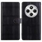 For Redmi 14C 5G Embossed Checkered Leather Phone Case(Black) - 1
