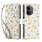 For Honor 400 Global 156.5mm Flower Pattern Buckle Leather Phone Case with Lanyard(Orange Flowers) - 2