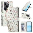 For Honor 400 Pro Global 160.8mm Flower Pattern Buckle Leather Phone Case with Lanyard(Pink Flowers) - 1