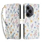 For Honor 400 Pro Global 160.8mm Flower Pattern Buckle Leather Phone Case with Lanyard(Blue Flowers) - 2