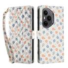 For Honor 400 Pro Global 160.8mm Flower Pattern Buckle Leather Phone Case with Lanyard(Florals) - 2