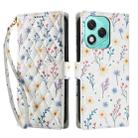 For Honor 400 Lite Global Flower Pattern Buckle Leather Phone Case with Lanyard(Blue Flowers) - 2