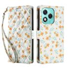 For Honor 400 Lite Global Flower Pattern Buckle Leather Phone Case with Lanyard(Orange Flowers) - 2