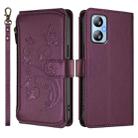 For Blackview A52 / A52 Pro Butterfly Love Flower Multi-card Zipper Wallet Leather Phone Case(Dark Purple) - 2