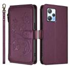 For Blackview A53 Butterfly Love Flower Multi-card Zipper Wallet Leather Phone Case(Dark Purple) - 2
