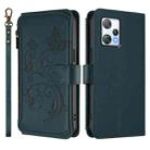 For Blackview A53 Butterfly Love Flower Multi-card Zipper Wallet Leather Phone Case(Dark Green) - 2