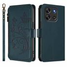For Blackview Oscal FLAT 1C Butterfly Love Flower Multi-card Zipper Wallet Leather Phone Case(Dark Green) - 2