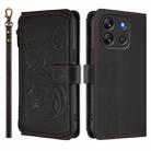 For Blackview Oscal FLAT 1C Butterfly Love Flower Multi-card Zipper Wallet Leather Phone Case(Black) - 2