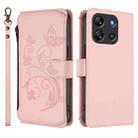For Blackview Oscal FLAT 1C Butterfly Love Flower Multi-card Zipper Wallet Leather Phone Case(Pink) - 2