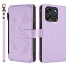 For Blackview Oscal FLAT 1C Butterfly Love Flower Multi-card Zipper Wallet Leather Phone Case(Light Purple) - 2