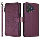 For Blackview Oscal Flat 2 / 2C Butterfly Love Flower Multi-card Zipper Wallet Leather Phone Case(Dark Purple) - 2