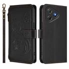 For Blackview Oscal Flat 2 / 2C Butterfly Love Flower Multi-card Zipper Wallet Leather Phone Case(Black) - 2