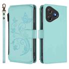 For Blackview Oscal Flat 2 / 2C Butterfly Love Flower Multi-card Zipper Wallet Leather Phone Case(Mint Green) - 2