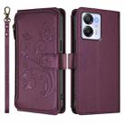 For Blackview Oscal Modern 8 / Color 8 Butterfly Love Flower Multi-card Zipper Wallet Leather Phone Case(Dark Purple) - 2