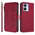 For Blackview Oscal Modern 8 / Color 8 Butterfly Love Flower Multi-card Zipper Wallet Leather Phone Case(Wine Red) - 2