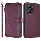 For Blackview Oscal Tiger 13 Butterfly Love Flower Multi-card Zipper Wallet Leather Phone Case(Dark Purple) - 2