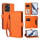 For Blackview Oscal Tiger 13 Butterfly Love Flower Multi-card Zipper Wallet Leather Phone Case(Orange) - 1