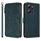 For Blackview Oscal Tiger 13 Butterfly Love Flower Multi-card Zipper Wallet Leather Phone Case(Dark Green) - 2