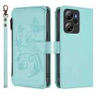 For Blackview Oscal Tiger 13 Butterfly Love Flower Multi-card Zipper Wallet Leather Phone Case(Mint Green) - 2
