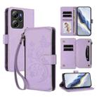 For Blackview Oscal Tiger 13 Butterfly Love Flower Multi-card Zipper Wallet Leather Phone Case(Light Purple) - 1