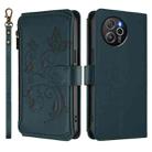 For Blackview Shark 8 / Oscal Tiger 12 Butterfly Love Flower Multi-card Zipper Wallet Leather Phone Case(Dark Green) - 2