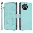 For Blackview Shark 8 / Oscal Tiger 12 Butterfly Love Flower Multi-card Zipper Wallet Leather Phone Case(Mint Green) - 2