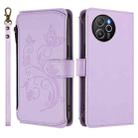 For Blackview Shark 8 / Oscal Tiger 12 Butterfly Love Flower Multi-card Zipper Wallet Leather Phone Case(Light Purple) - 2