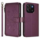 For Blackview Wave 6C Butterfly Love Flower Multi-card Zipper Wallet Leather Phone Case(Dark Purple) - 2