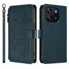 For Blackview Wave 6C Butterfly Love Flower Multi-card Zipper Wallet Leather Phone Case(Dark Green) - 2